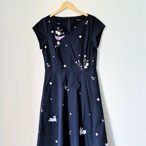 Eshakti Floral and Rabbit Embellished Poplin Dress
